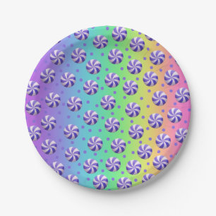 Rainbow Peppermint Candy Paper Plates
