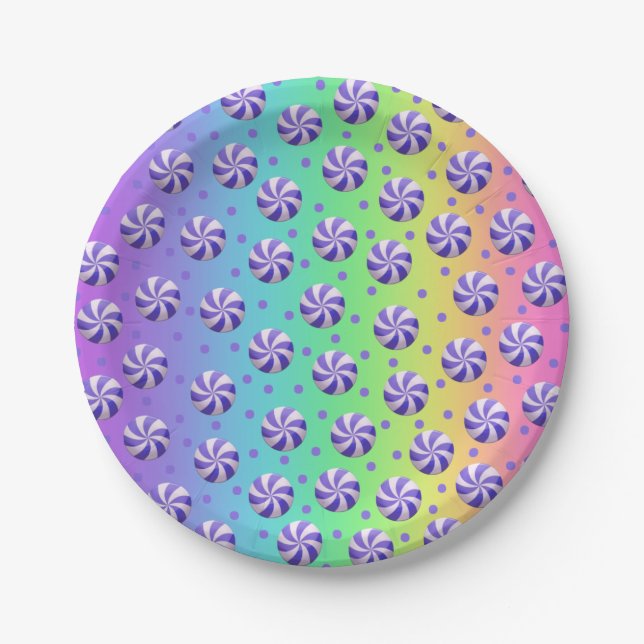Rainbow Peppermint Candy Paper Plates (Front)