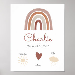 Rainbow personalised birth birth poster