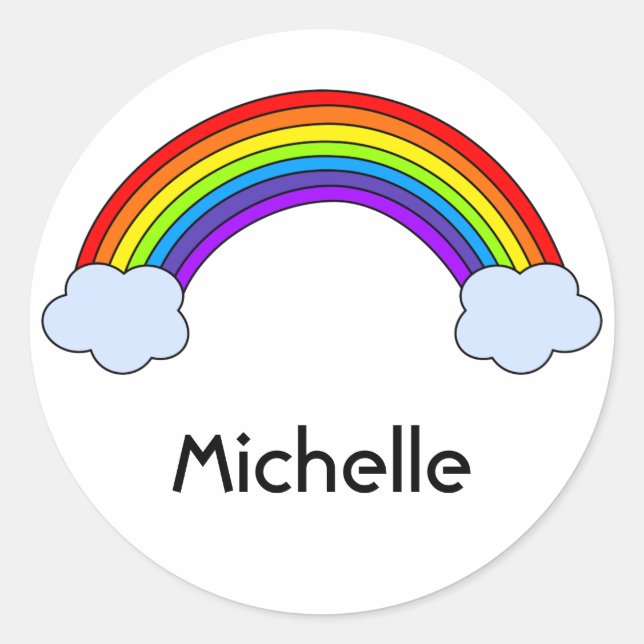 Rainbow Personalised Classic Round Sticker (Front)