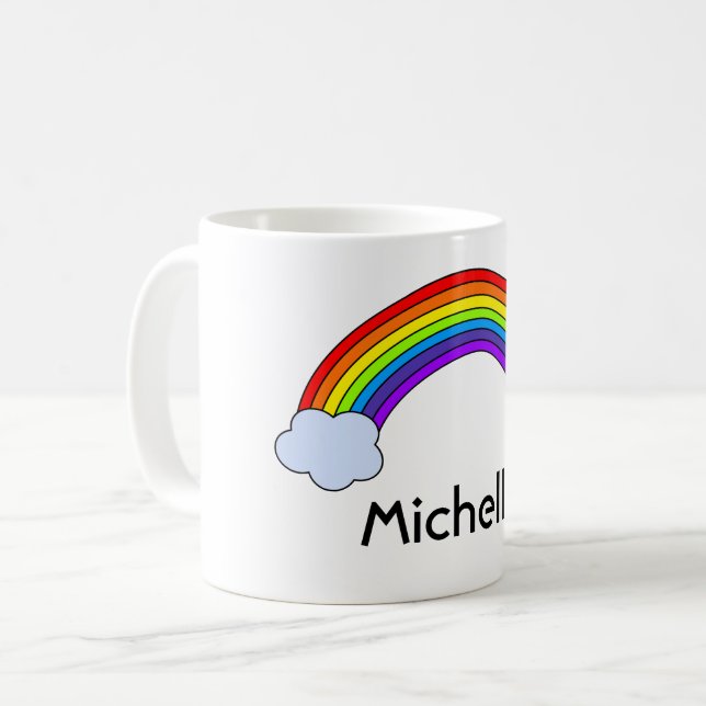 Rainbow Personalised Coffee Mug (Front Left)