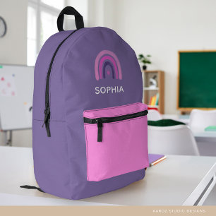 Rainbow Personalised Girl School Printed Backpack