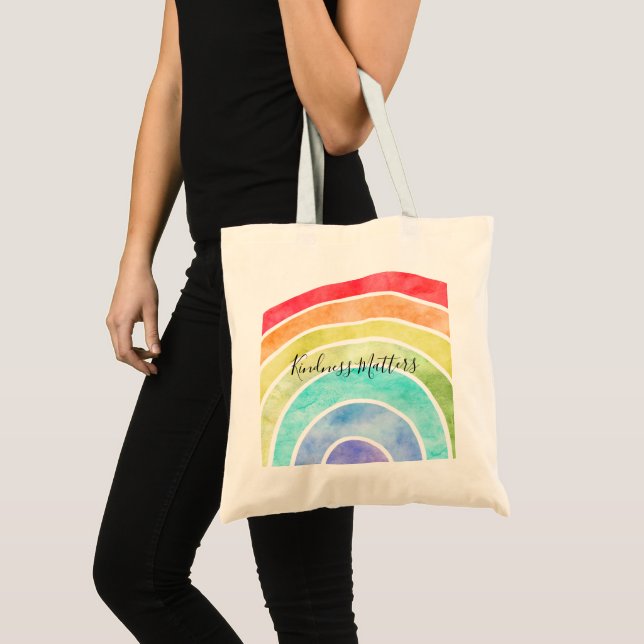 Rainbow personalised inspirational quote tote bag (Front (Product))