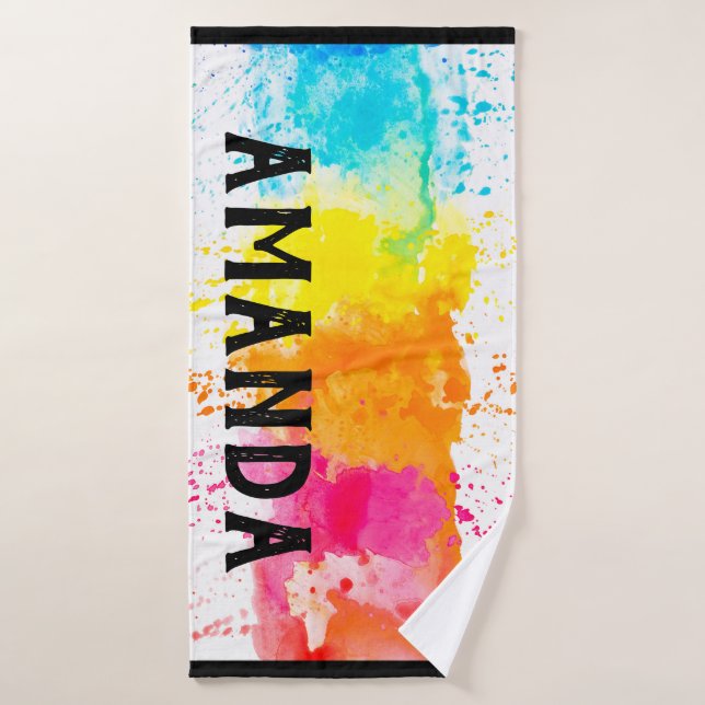 Rainbow Personalised Name Bath Towel (Bath Towel)