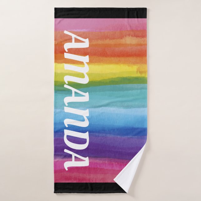 Rainbow Personalised Name Bath Towel (Bath Towel)