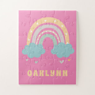 Rainbow Personalised Name Girls Jigsaw Puzzle