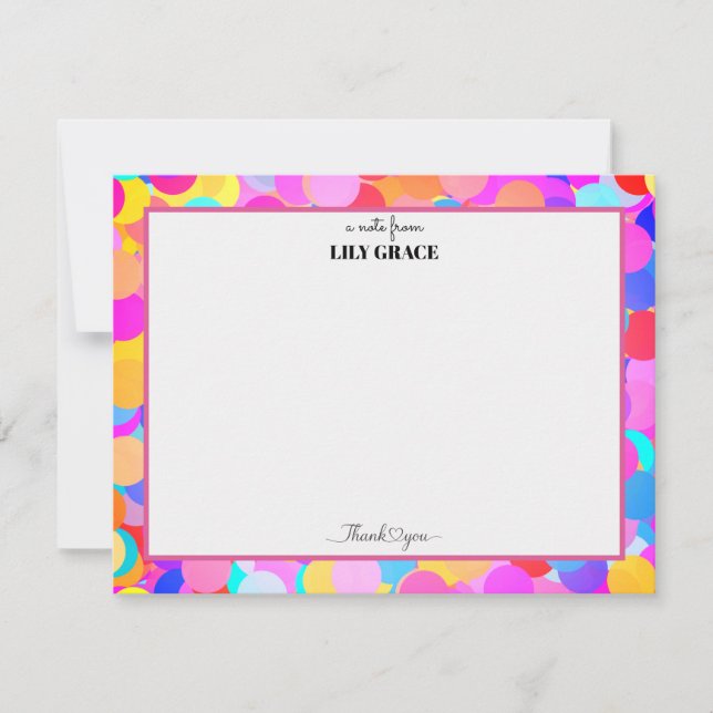 Rainbow Personalised Name Monogram, Thank You Gift Card (Front)
