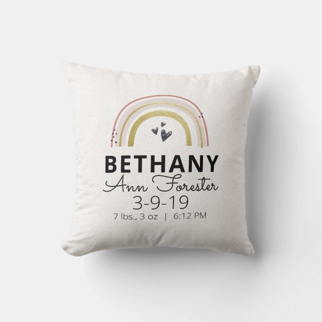 Rainbow Personalised Nursery Pillow (Front)