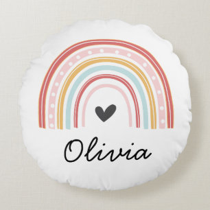 Rainbow personalised round cushion