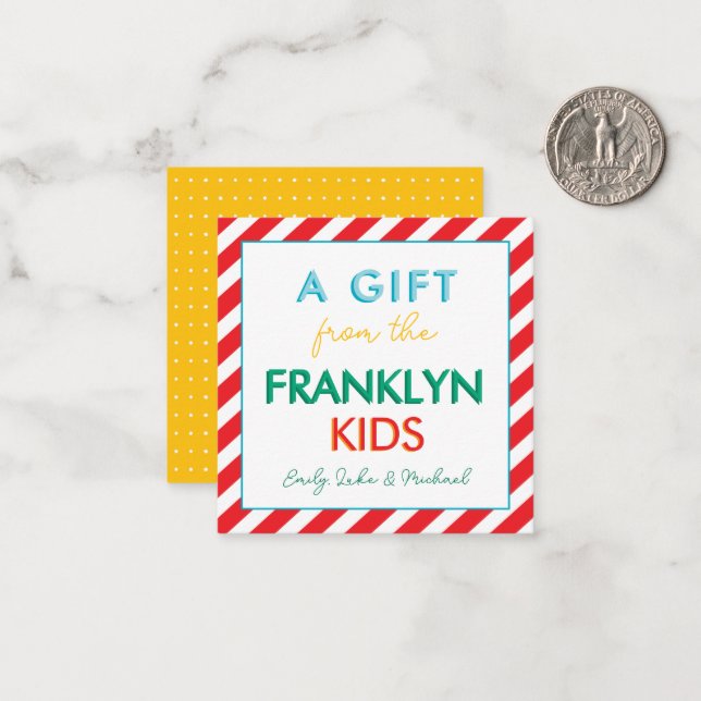 Rainbow Personalised Sibling Gift Enclosure Card (Front/Back In Situ)