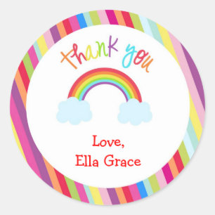 Rainbow Personalised Thank You Favour Stickers