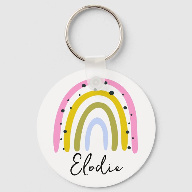 Rainbow Personalized Name Keychain Custom Gift (Front)