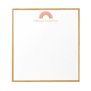 Rainbow Personalized Name Retro Boho Teen Girl Notepad