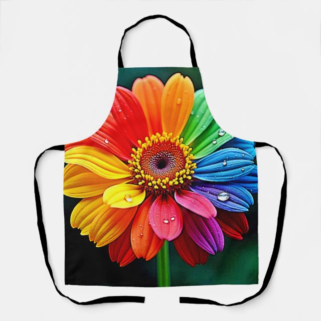 Rainbow Petal Flower Art Apron (Front)