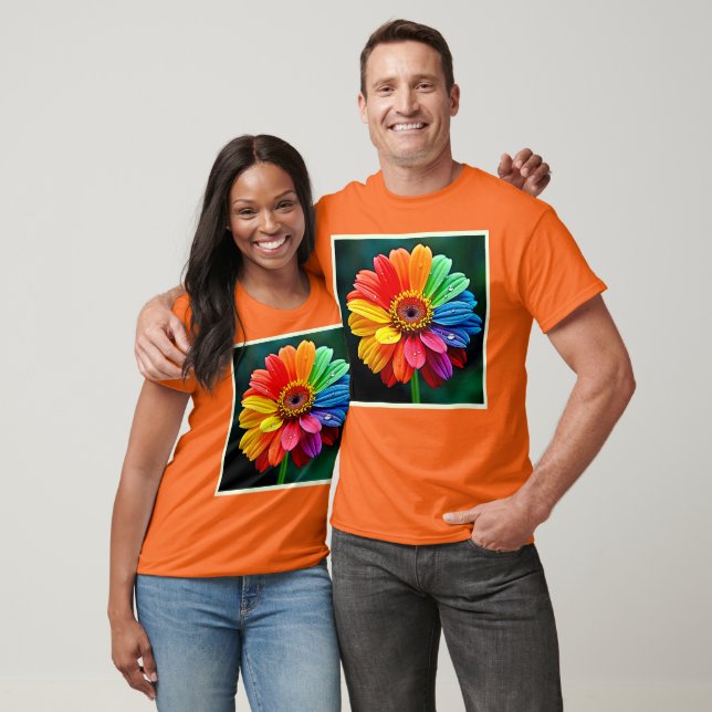 Rainbow Petal Flower Art T-Shirt (Unisex)