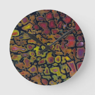 Rainbow Petrified Dinosaur Bone Round Clock