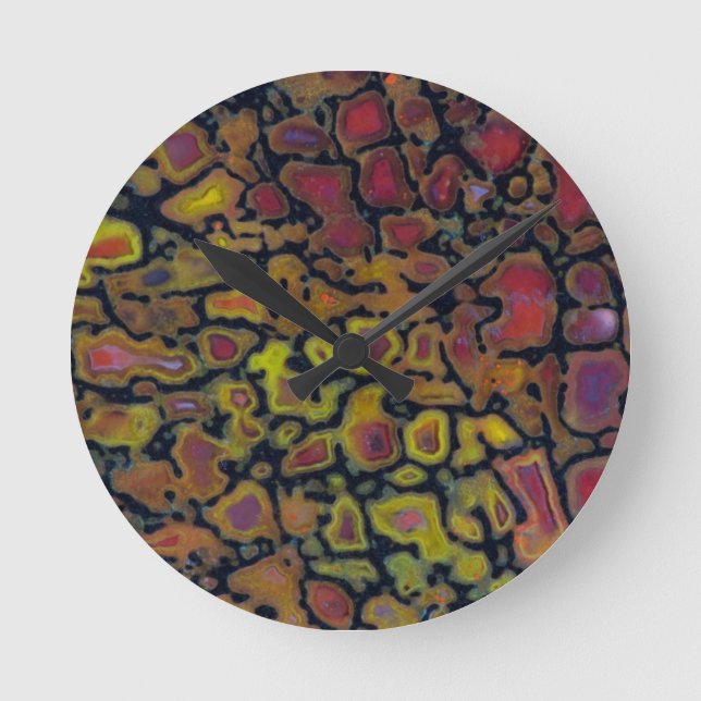 Rainbow Petrified Dinosaur Bone Round Clock (Front)