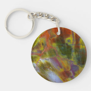 Rainbow Petrified Wood Key Ring