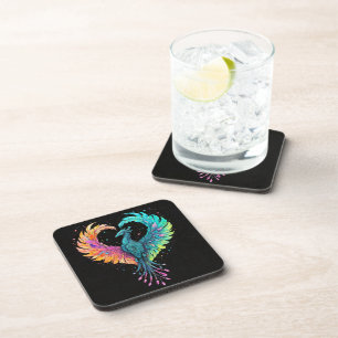Rainbow Phoenix Heart Coaster