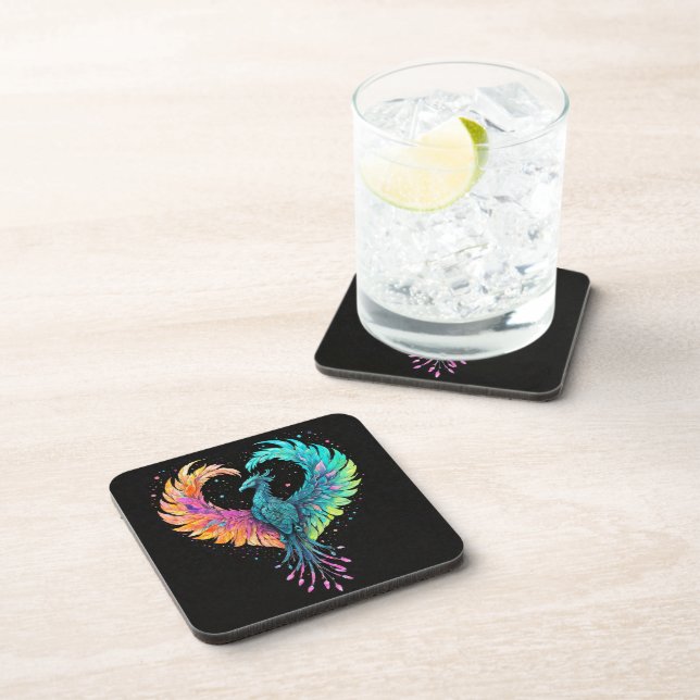 Rainbow Phoenix Heart Coaster (Right Side)