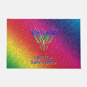 Rainbow Phoenix Rising LBGTQ+ with your initials Doormat