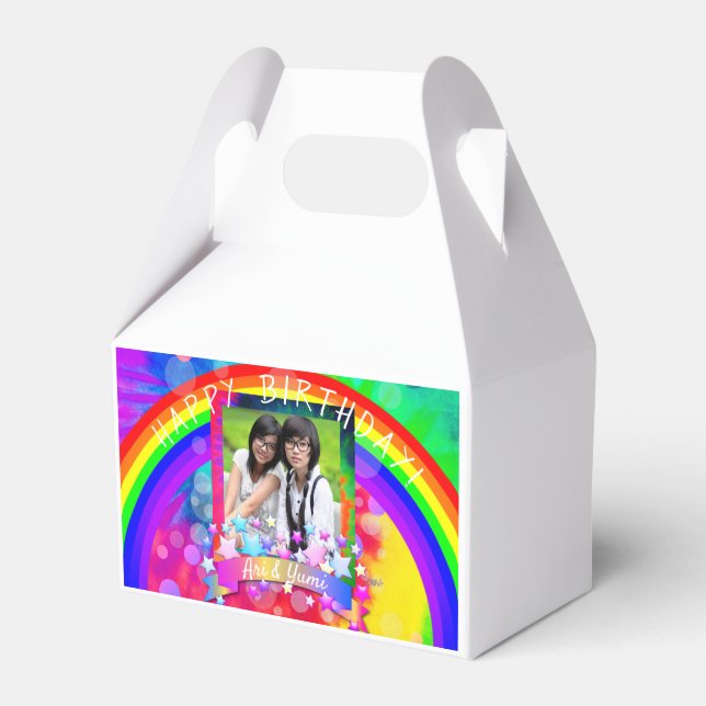 Rainbow Photo Birthday Favour Box - HAMbWG (Front Side)