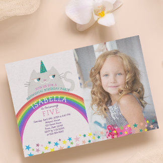 Rainbow Photo Birthday Invitation