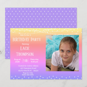 Rainbow Photo Birthday Invitation