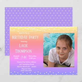 Rainbow Photo Birthday  Invitation