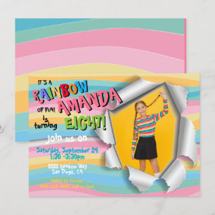 Rainbow Photo Birthday Party Invitation