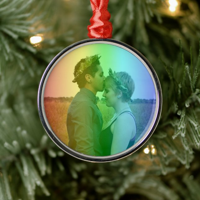 Rainbow Photo Christmas LGBTQ Metal Tree Decoration (Tree)
