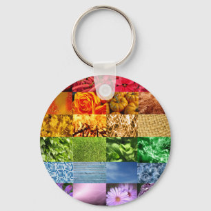 Rainbow Photo Collage Key Ring