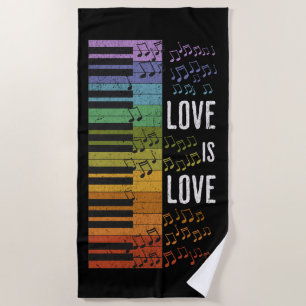 Rainbow piano beach towel