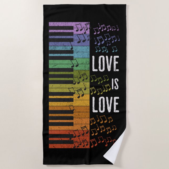 Rainbow piano beach towel (Front)