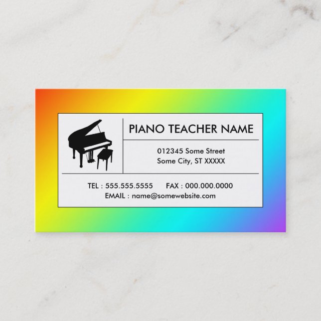 rainbow piano business card (Front)