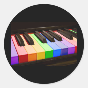 Rainbow Piano Classic Round Sticker