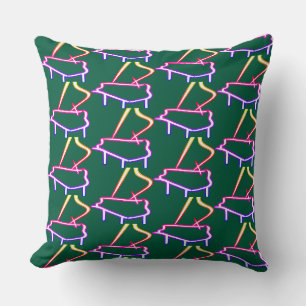 Rainbow Piano Embellished Dk Green Cushion