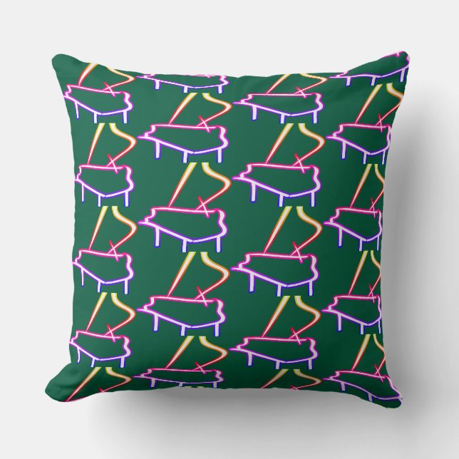 Rainbow Piano Embellished Dk Green  Cushion (Front)