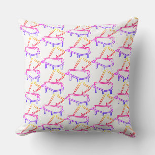 Rainbow Piano Embellished White Cushion
