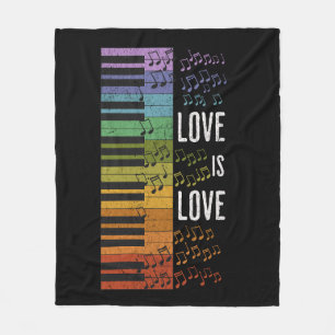 Rainbow piano fleece blanket