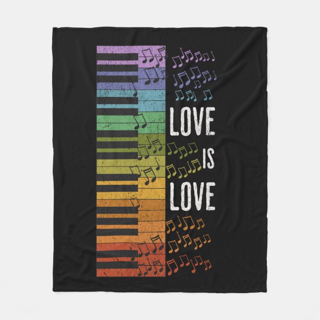 Rainbow piano fleece blanket (Front)