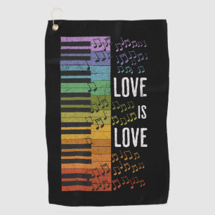 Rainbow piano golf towel