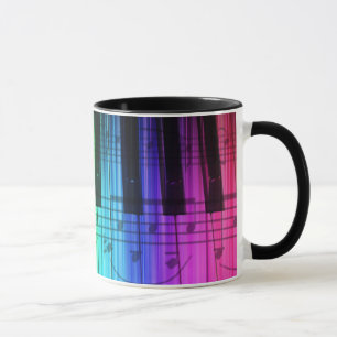 Rainbow Piano Keyboard and Notes Mug