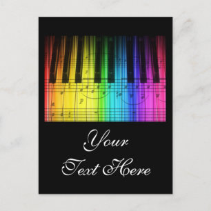Rainbow Piano Keyboard and Notes Postcard
