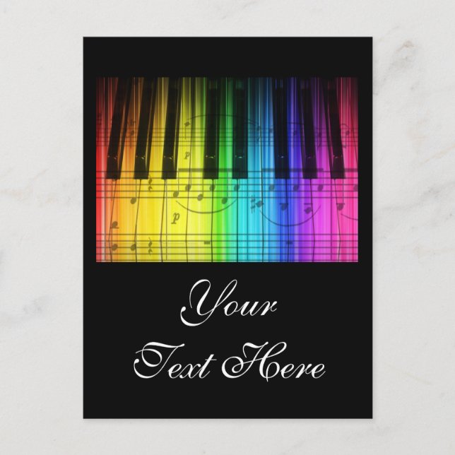 Rainbow Piano Keyboard and Notes Postcard (Front)