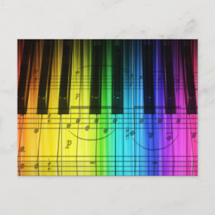 Rainbow Piano Keyboard and Notes Postcard