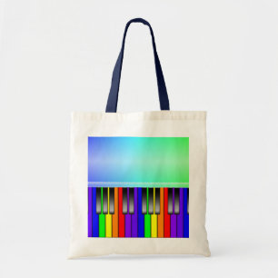 Rainbow Piano Keyboard Tote Bag