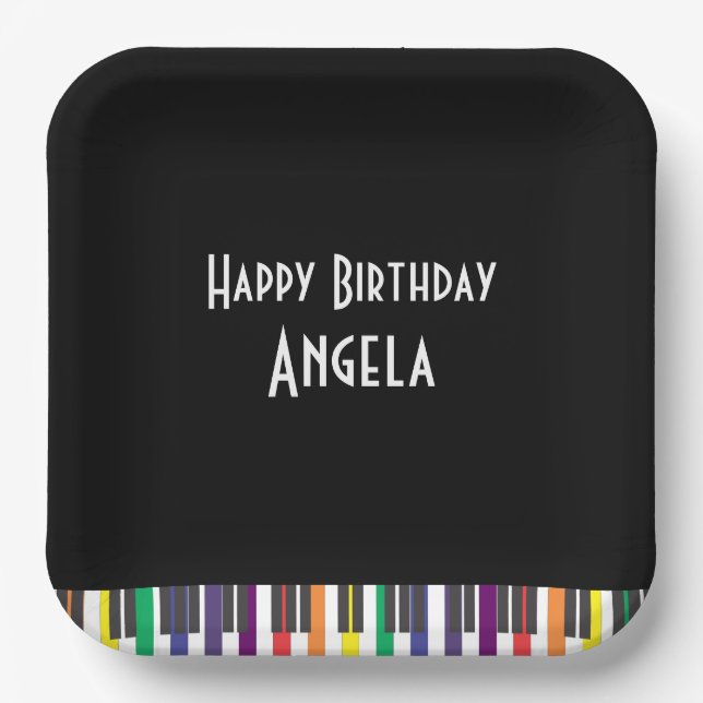 Rainbow Piano Keys Birthday Party Paper Plate (Front)