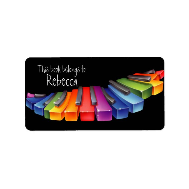 Rainbow Piano Keys Bookplate Labels (Front)