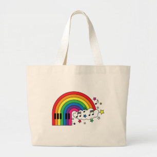 Rainbow Piano Large Tote Bag